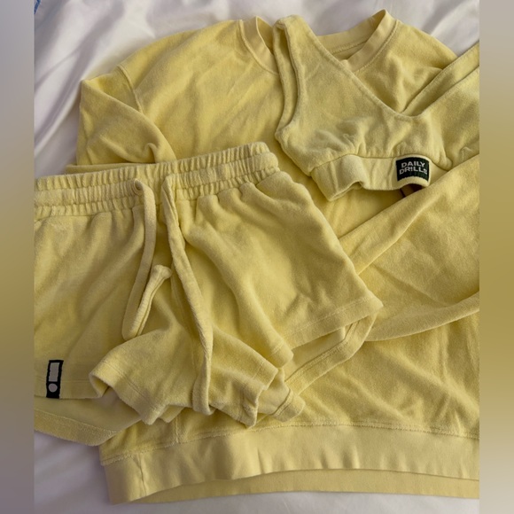 Daily Drills Other - Daily Drills Yellow Terry Bra, Sweatshirt, Shorts *selling as a set